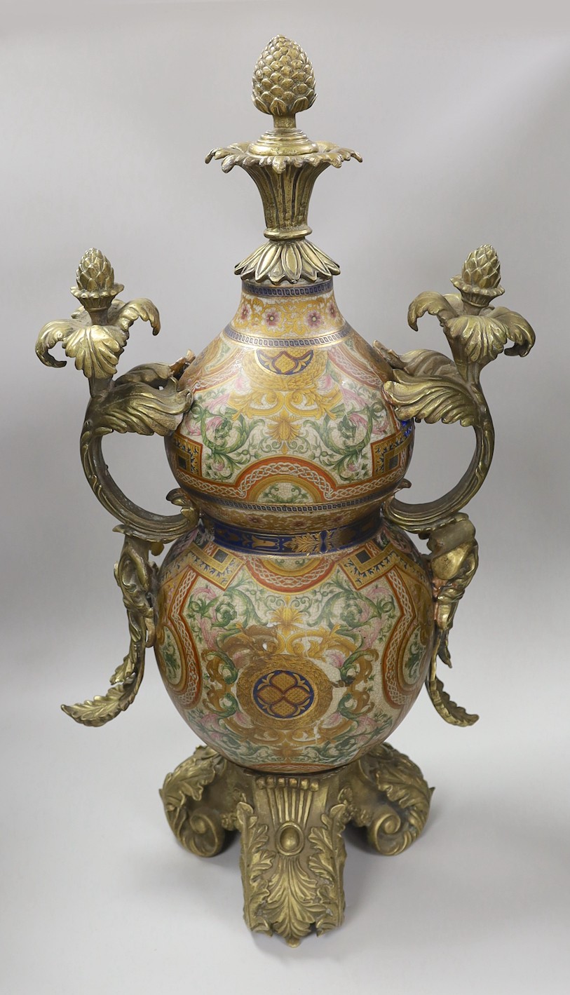 A large Louis XV-style ormolu-mounted ceramic urn. 69.5cm high - Image 4 of 4