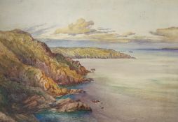 William John Caparne (1856-1940), watercolour, Coastal landscape, Channel Islands, signed, 42 x