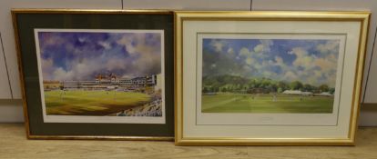 Jocelyn Galsworthy, two limited edition prints, 'Cricket at Wormsley' and 'The Oval 1995', both