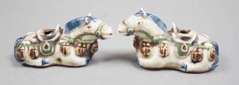 A pair of Chinese stoneware 'horse' rose water droppers, 10cm long
