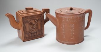Two Chinese Yixing teapots and covers, tallest 10.5cm