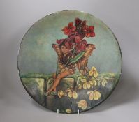 A ‘fairy’ wall plate with pseudo Carlton Fantasia Ware label to reverse, 35cm