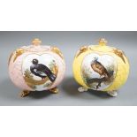 A pair of English porcelain Aesthetic period jars and covers, late 19th century, 14cm total