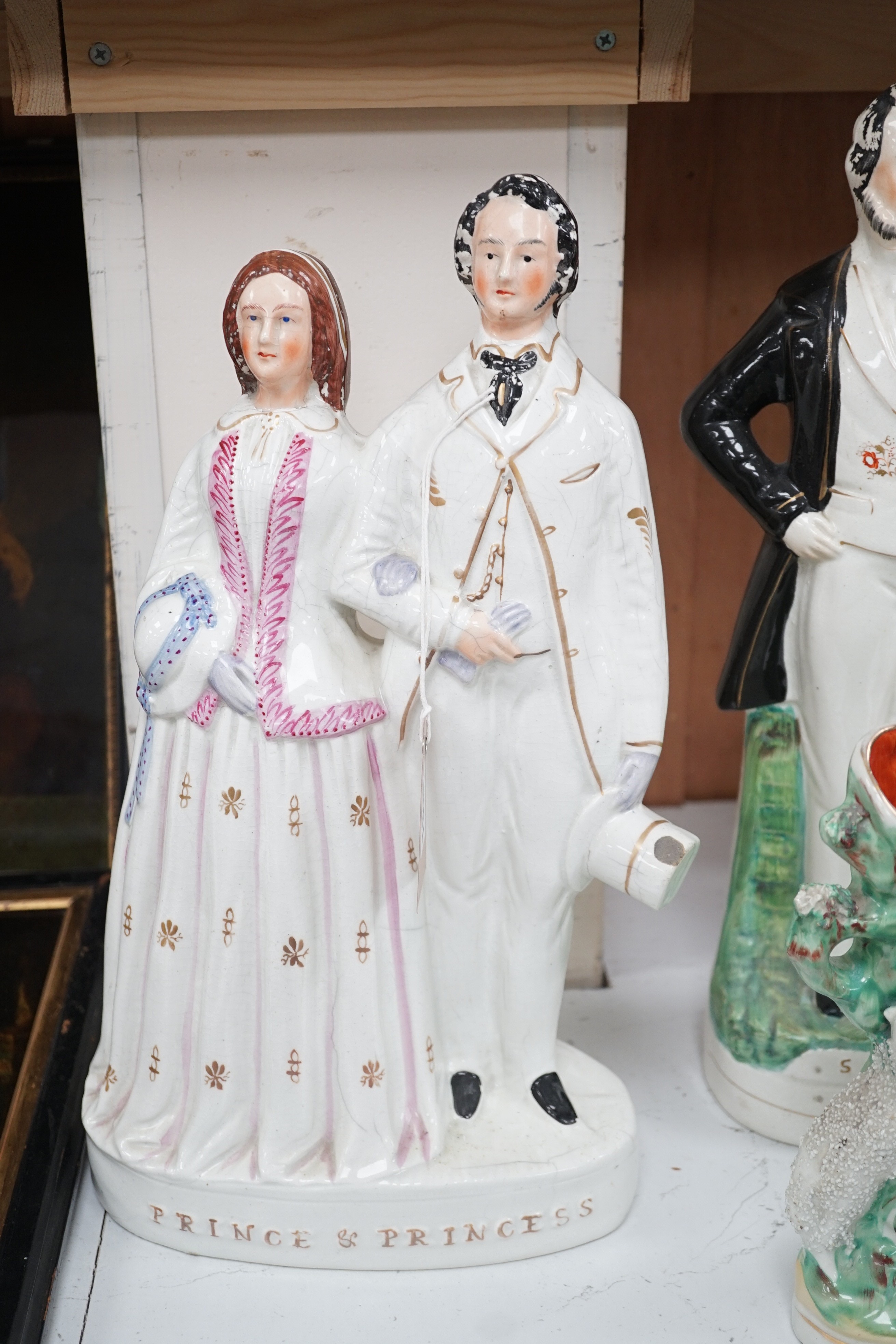A collection of mostly 19th century Staffordshire flatbacks, including Princess Royal and - Image 2 of 9