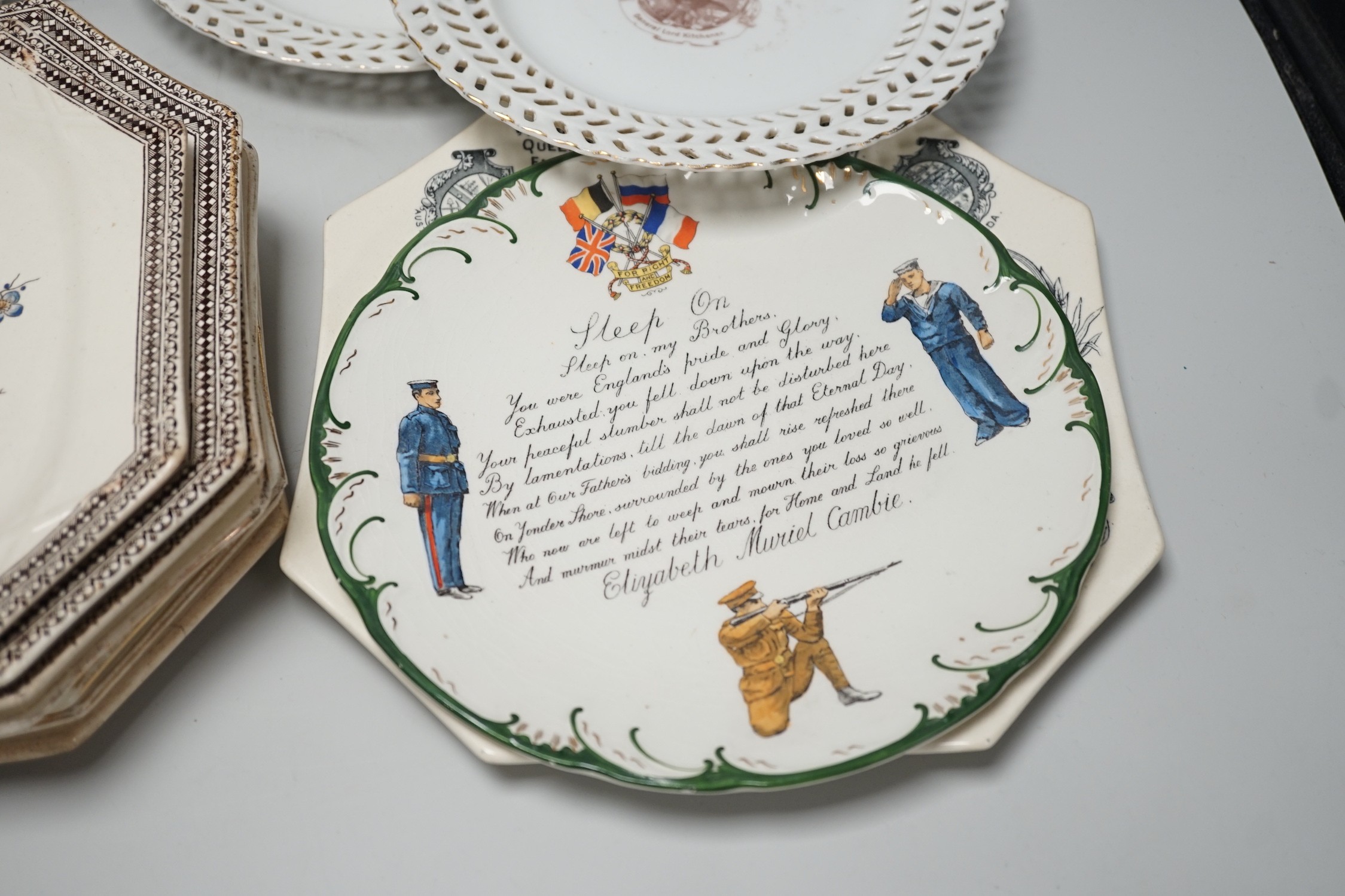 A collection of mostly late 19th and early 20th century commemorative plates, including eight - Image 2 of 6