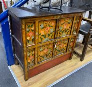 A 19th century Thai painted side cabinet, width 97cm, depth 43cm, height 88cm