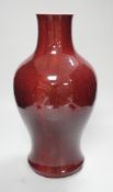 A 19th century Chinese sang de boeuf vase, neck cut down, 36.5cms high