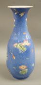A Chinese sgraffito enamelled porcelain four flowers vase, Qianlong seal mark but Republic period,