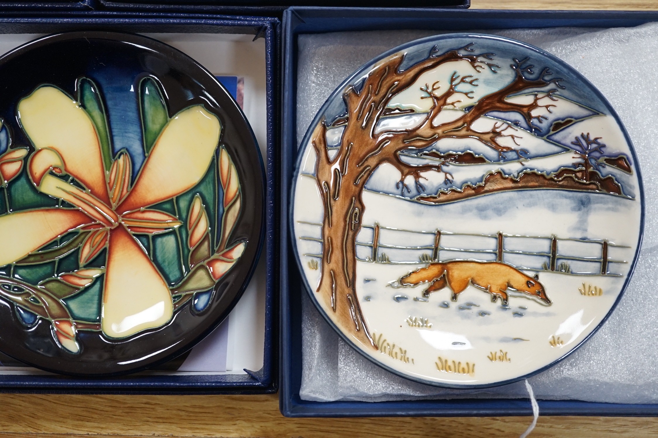 Six boxed Moorcroft pin dishes, A Woodside Farm, Panache, Simeon, Triple Choice, and Anna Lily. Each - Image 4 of 5