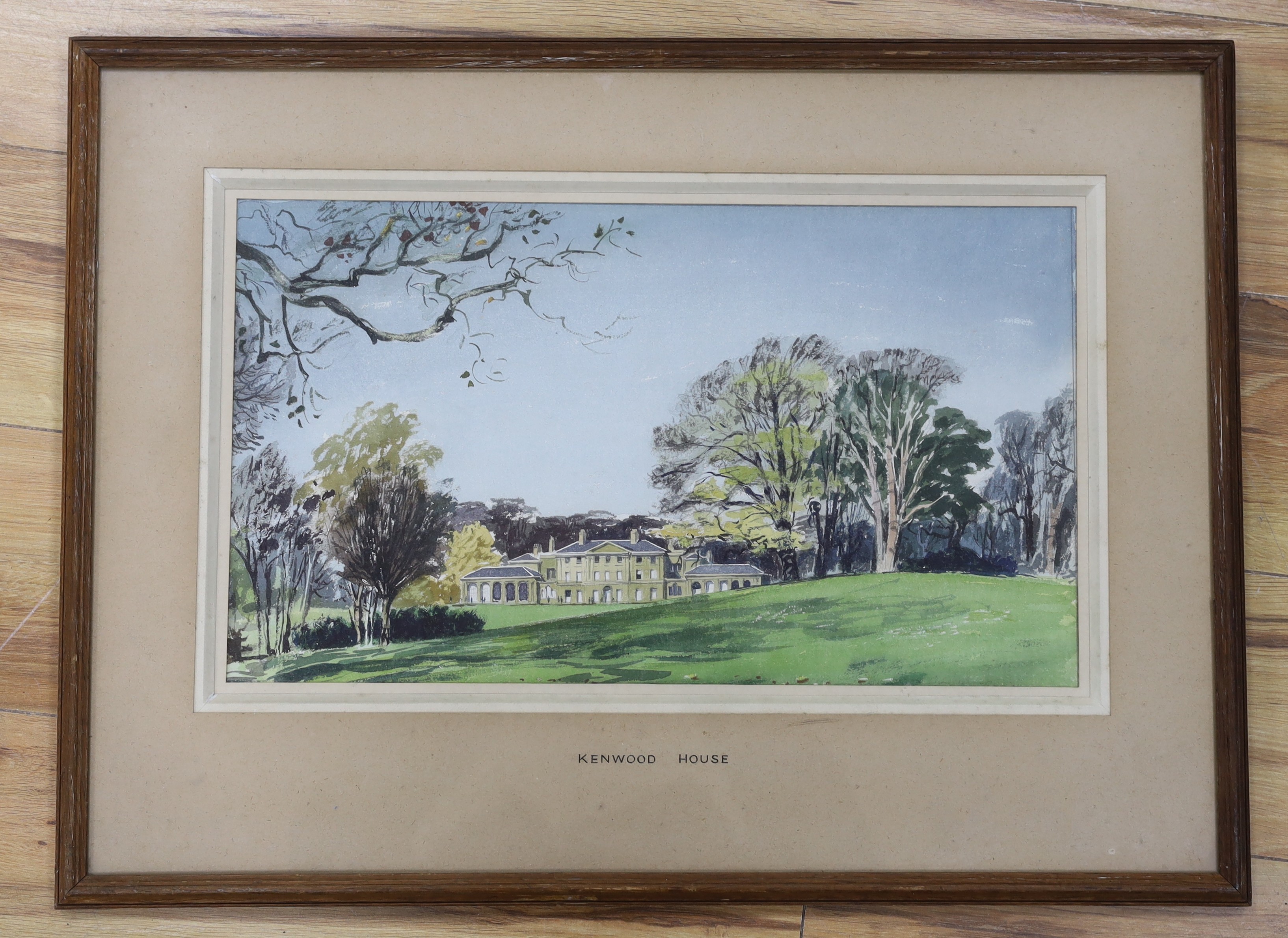 Ada Hill Walker (1879-1955), watercolour, 'Kenward House', 1955 RI Exhibition label verso, 27 x - Image 2 of 3