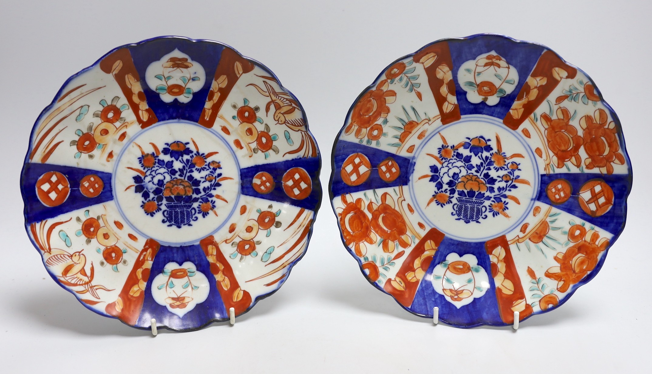 Two Japanese Imari dishes 22cms diameter, a Nabeshima style bowl and a Chinese tea bowl, - Image 5 of 6