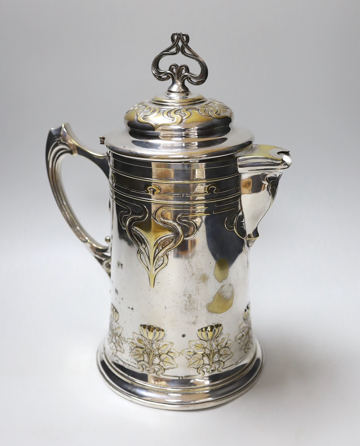 A WMF Art Nouveau plated lemonade jug, 35cm