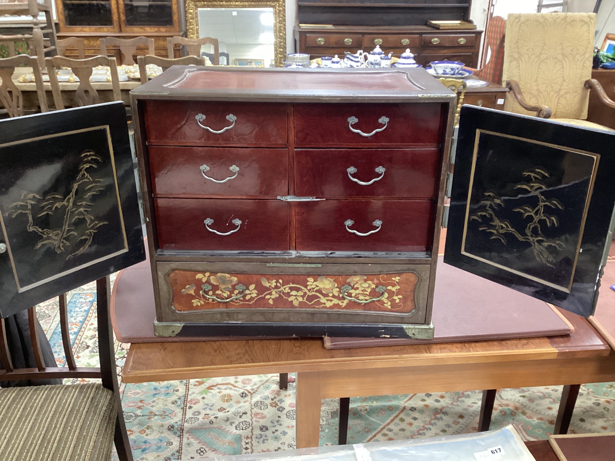 A Japanese Meiji period lacquer table cabinet, width 54cms, depth 32cms, height 48cms. - Image 2 of 4