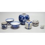 A group of mixed Chinese and Japanese porcelain vessels, tallest 11 cm