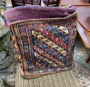 Three Persian salt bags made into cushions