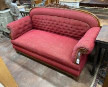 A 19th century French mahogany show-frame settee, width 183cm