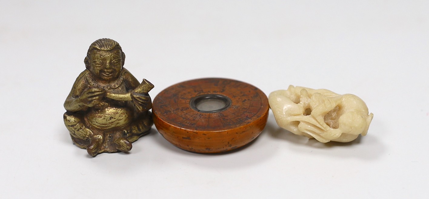 Assorted Chinese works of art including a soapstone carving of a luohan, 16cms high - Image 7 of 9