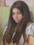 Continental School, pastel, Portrait of a young woman, signed, 43 x 34cm