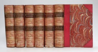 ° ° Scott, Sir Walter - The Waverley Novels, 6 vols, 8vo, red morocco with marbled boards, Adam