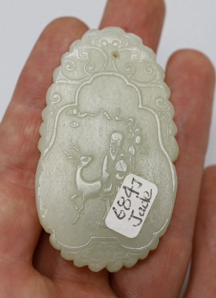 Three Chinese jade or bowenite carvings - Image 5 of 7