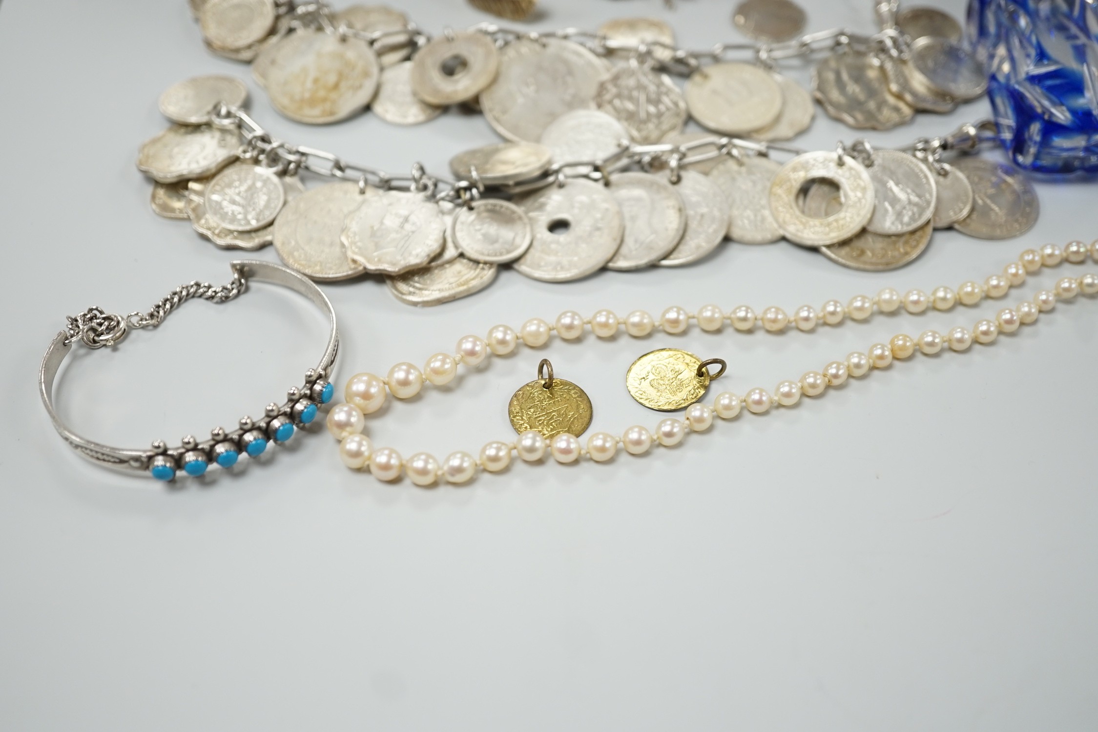 Mixed jewellery including a modern freshwater? pearl torsade necklace, 52cm, a Christian Dior 58 - Image 2 of 6