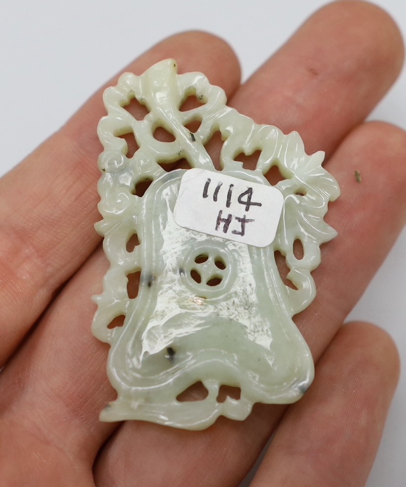 Three Chinese archaistic jade or hardstone carvings, a huang, bi disc, plaque - Image 4 of 8