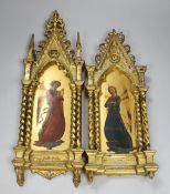 Manner of Fra Angelico, late 19th century, a pair of oils and gilt on panel, Archangels, mounted