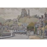 Philip William Cole RBA (1884-1964), watercolour, Corfe Castle, signed and dated '33, 25 x 35cm