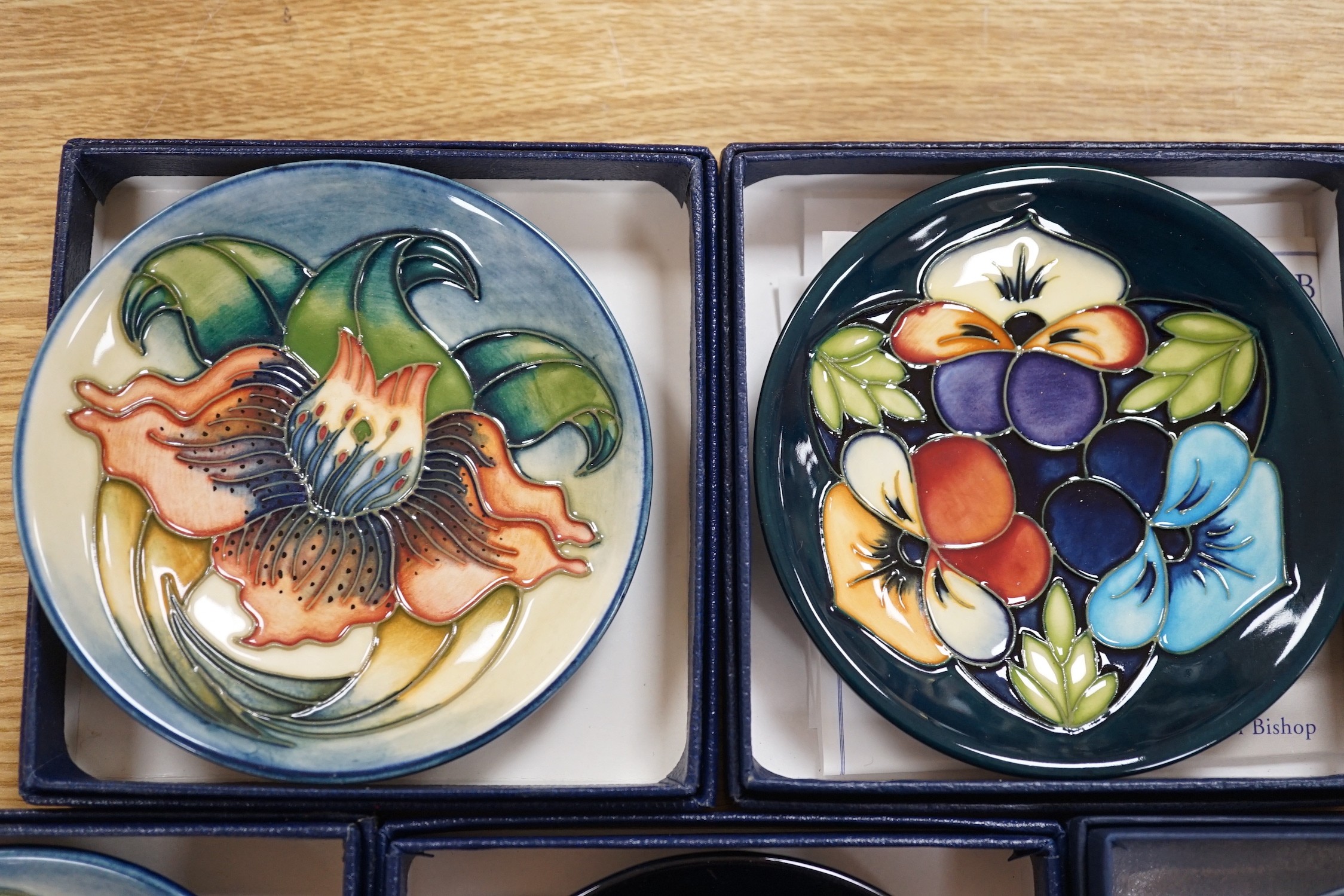 Six boxed Moorcroft pin dishes, A Woodside Farm, Panache, Simeon, Triple Choice, and Anna Lily. Each - Image 2 of 5
