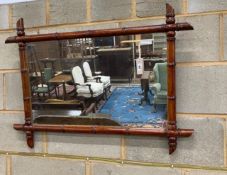 A Victorian faux bamboo rectangular wall mirror, width 91cm, height 66cm