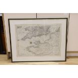 Carington Bowles, hand coloured engraving, Topographical Chart of the English Channel with it’s