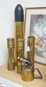 Brass Shell cases and a Primus torch. Tallest 69cm (4)