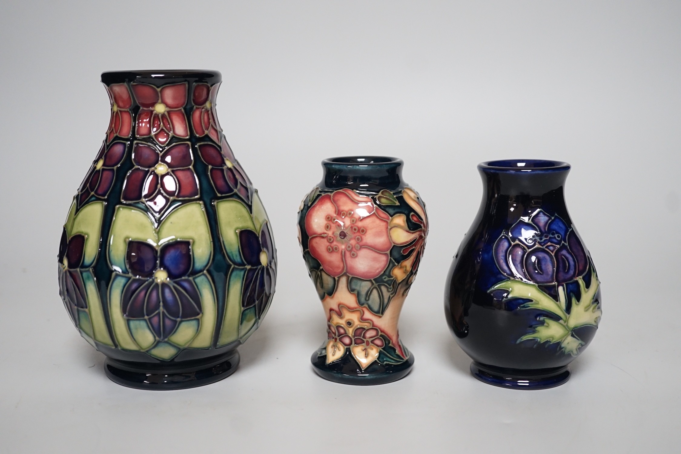Three boxed Moorcroft vases of varying shapes, tallest 14cms high - Image 3 of 4