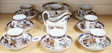 An English porcelain Imari pattern part coffee set, c.1800-10, possibly Spode, pattern no. 490