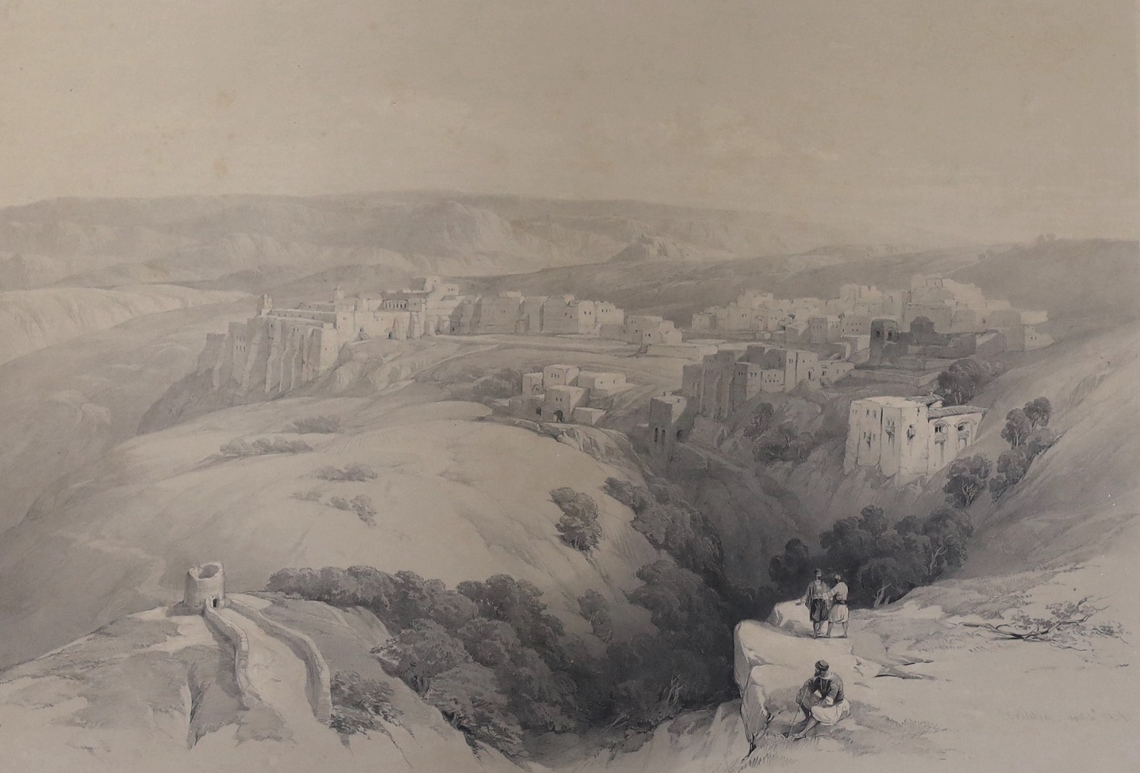 David Roberts (1796-1864), hand coloured lithograph, 'Descent into the Valley of the Jordan', - Image 2 of 3