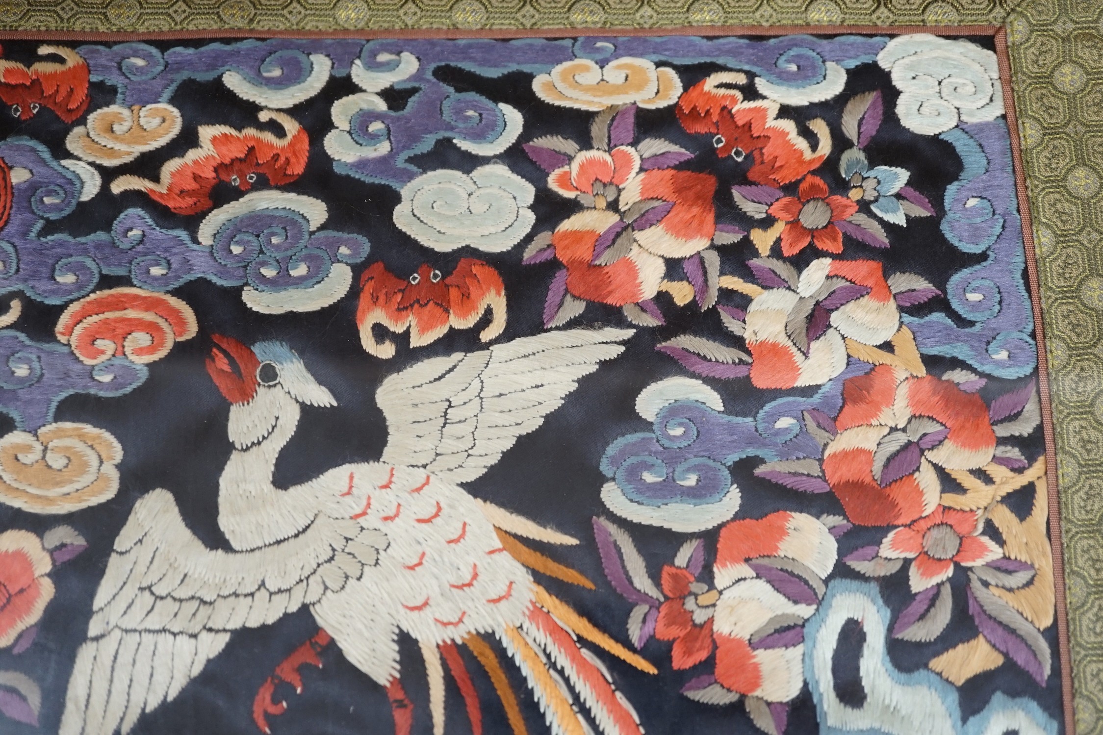 Two Chinese silk embroideries, one framed - Image 3 of 9