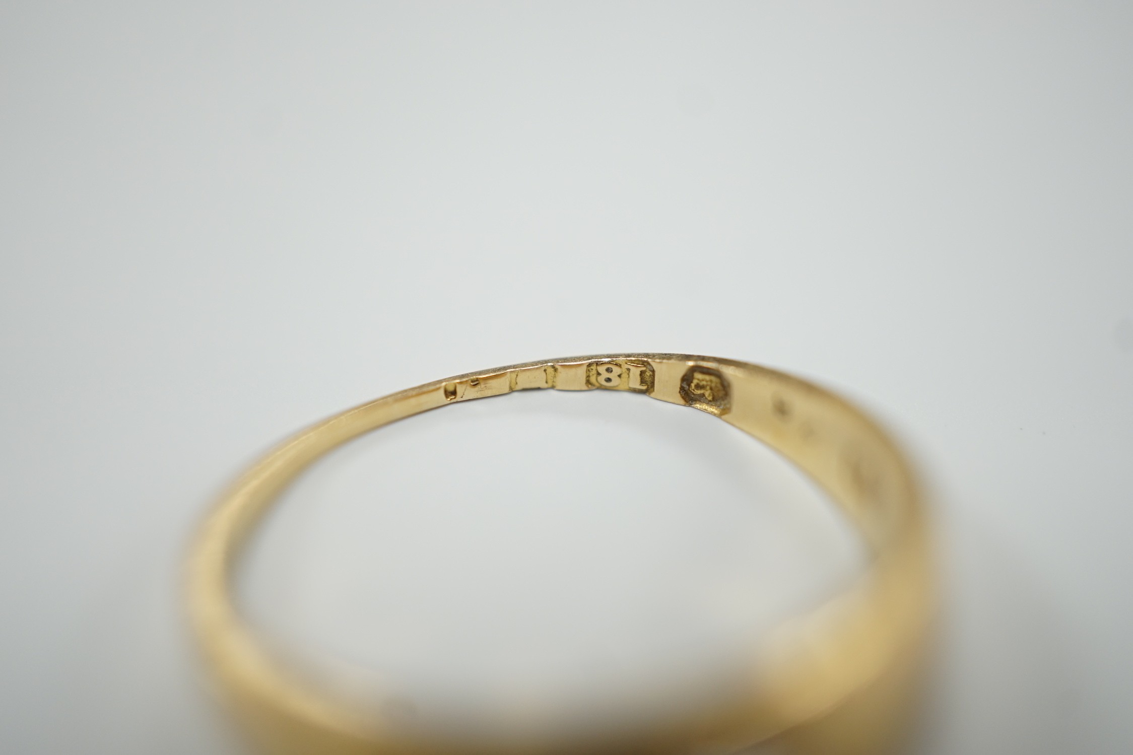 An early 20th century 18ct gold and gypsy set solitaire diamond ring, size M, gross weight 3.2 - Image 4 of 4