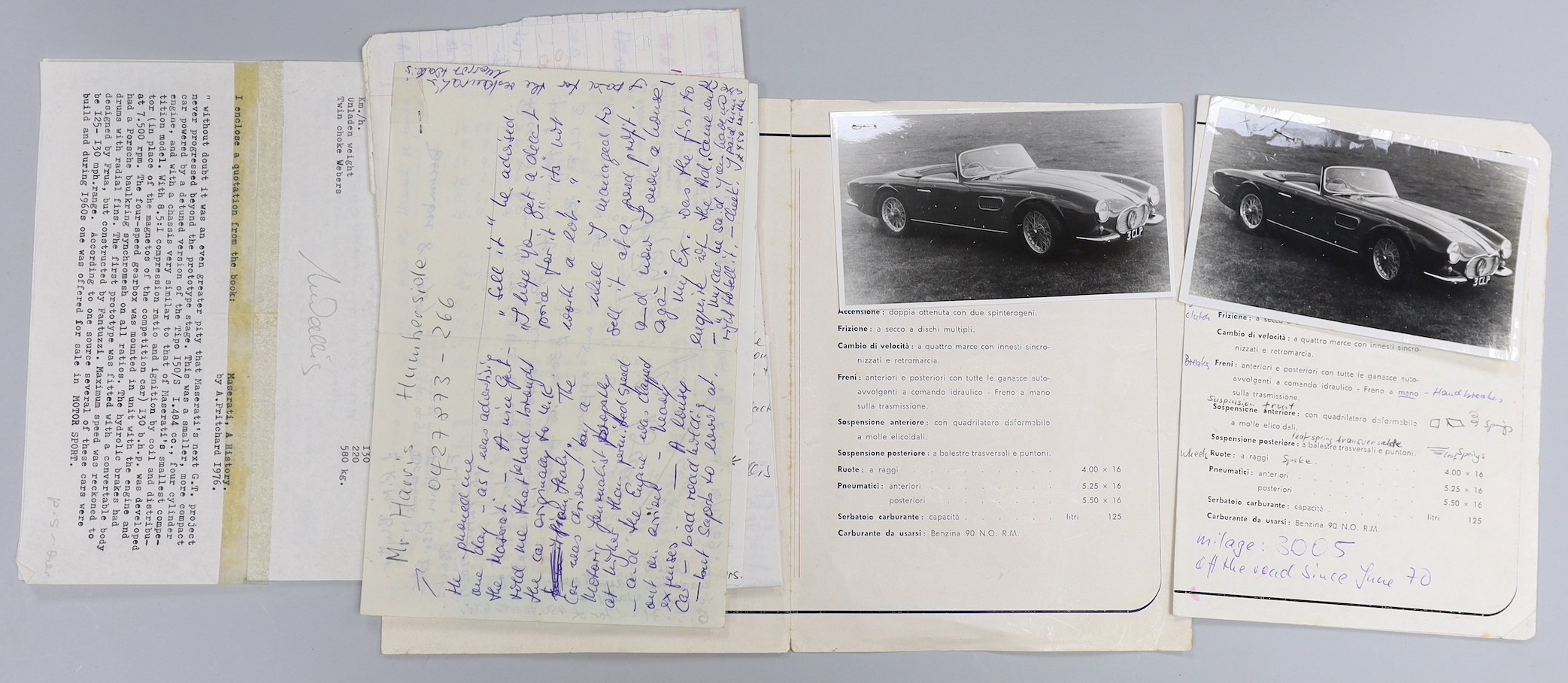 Maserati related ephemera including signed Stirling Moss Limited correspondence - Image 4 of 9