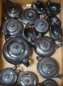 A selection of Jackfield type black glazed teapots, 19th century