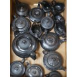 A selection of Jackfield type black glazed teapots, 19th century