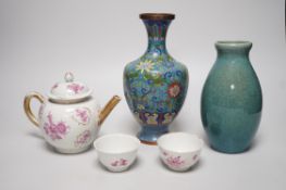 A selection of Oriental ceramics, to include a Chinese pink enamelled export teapot and matching tea