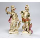 A pair of Derby porcelain figures, early 19th century, modelled as Minerva and Mars, 18cm high (a.