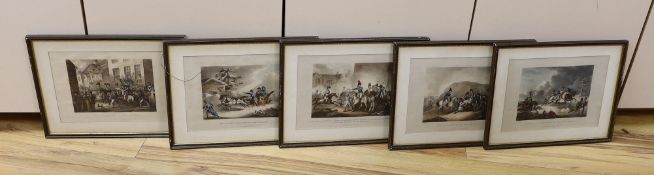 W Heath & T Sutherland, a set of five Napoleonic wars aquatints