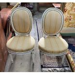 A pair of French painted side chairs, width 54cm, depth 50cm, height 99cm