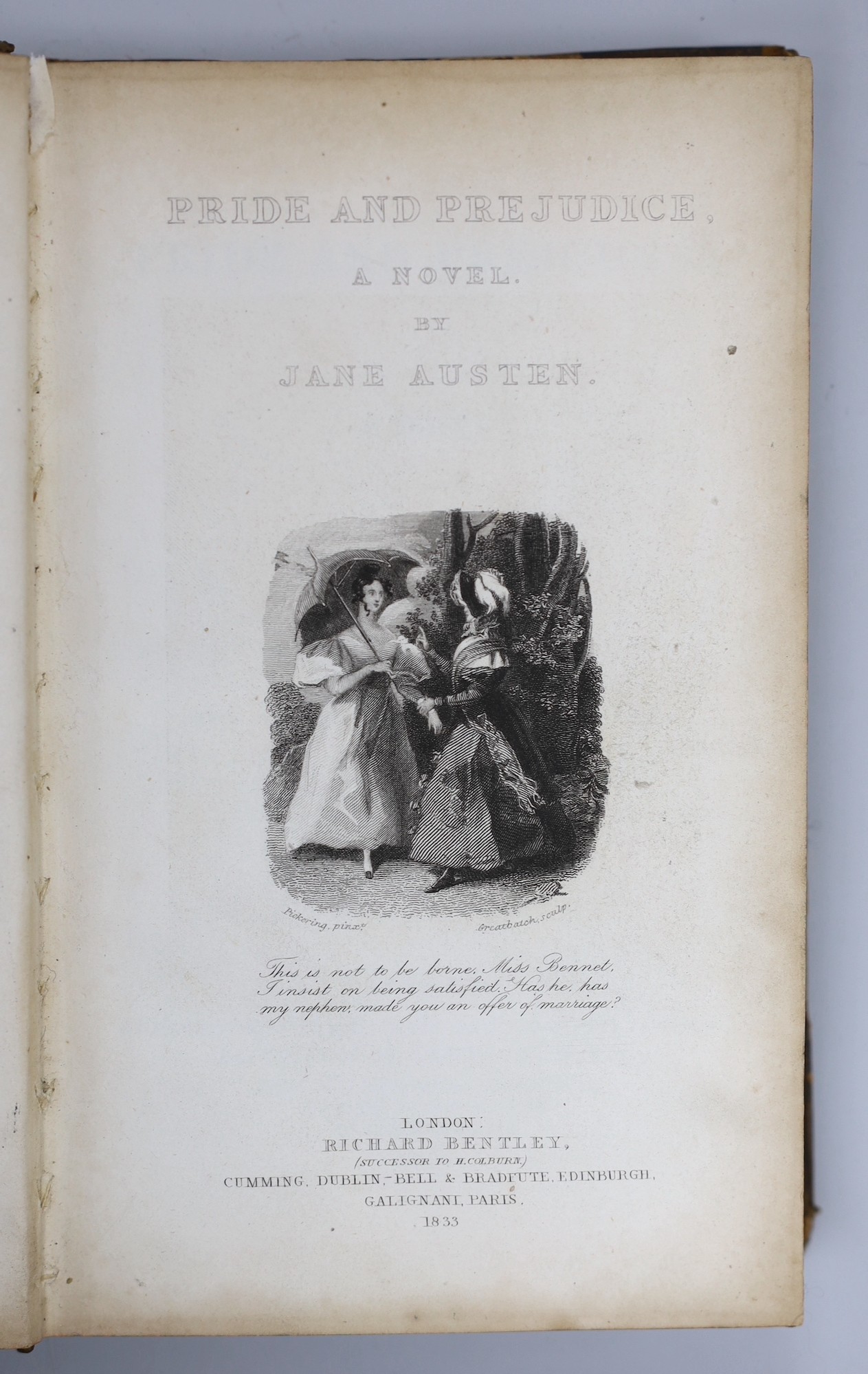 ° ° Austen, Jane - Pride and Prejudice. A Novel. First Collected Edition. pictorial engraved and - Image 2 of 4