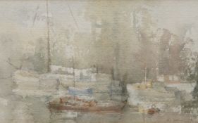 Bernard Philip Batchelor (1924-), watercolour, 'Misty morning on the Thames', signed and dated '
