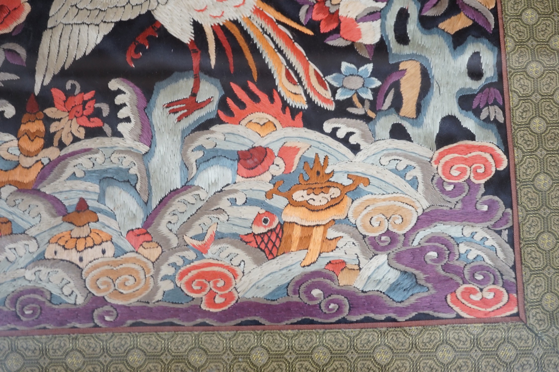 Two Chinese silk embroideries, one framed - Image 5 of 9