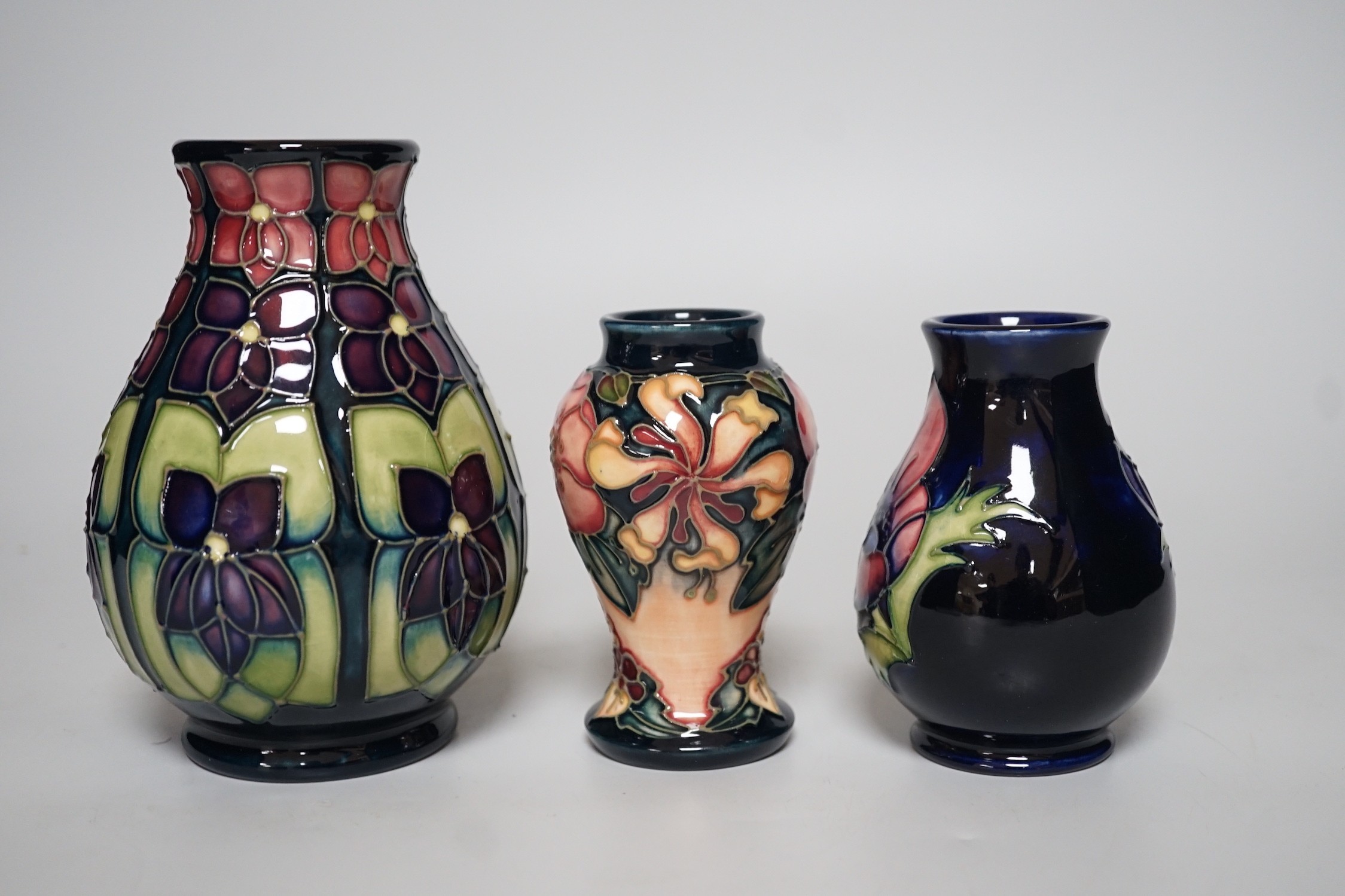 Three boxed Moorcroft vases of varying shapes, tallest 14cms high - Image 2 of 4