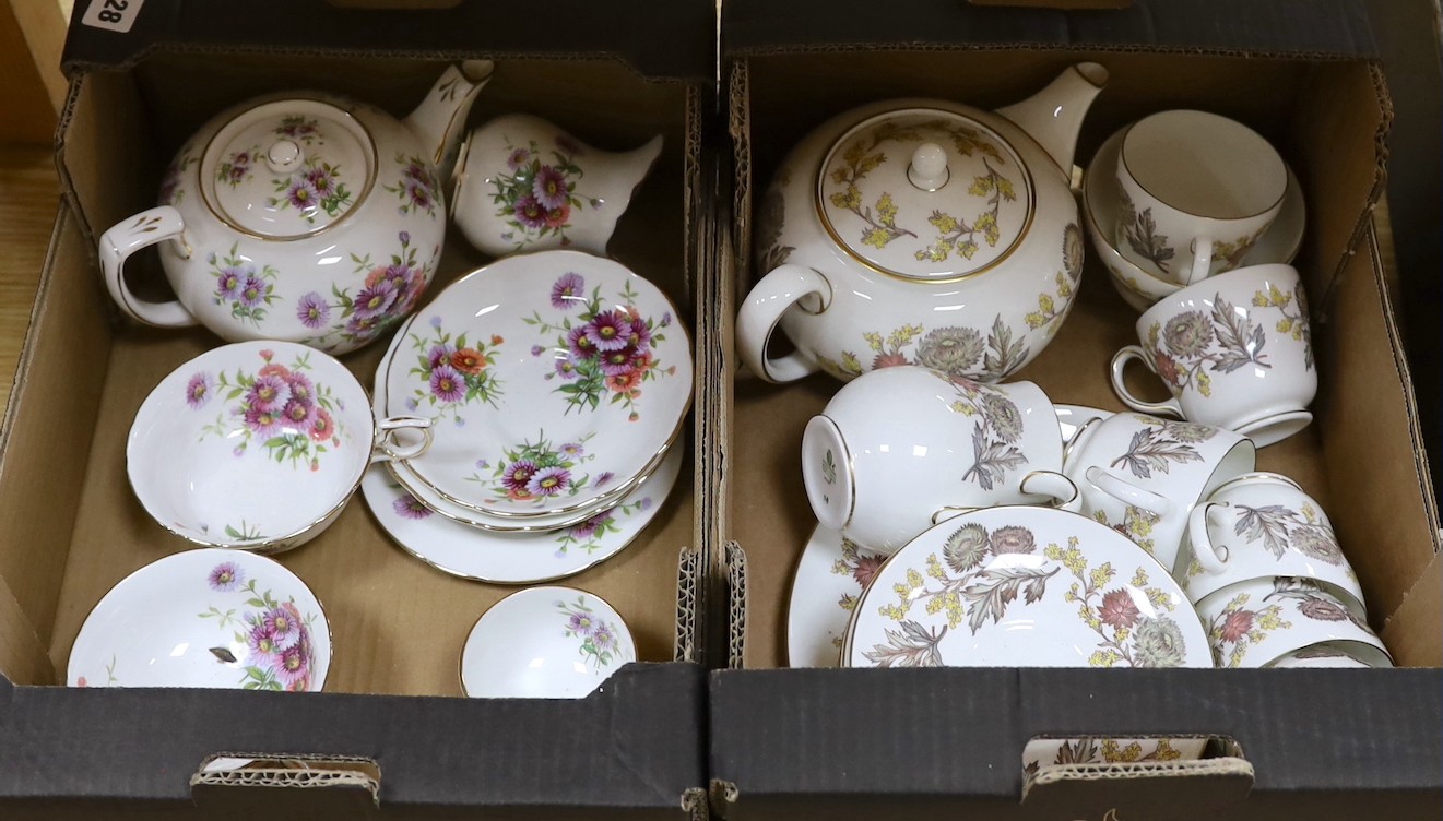 A Wedgwood Lichfield pattern part tea set and a T.Goode and co for Hammersley floral part tea set