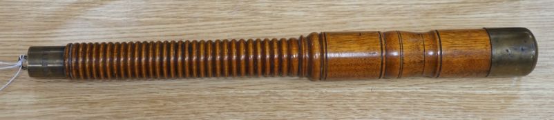 A Victorian brass mounted turned wood truncheon engraved 'VR 1st’ and ‘Old Malton 1843'. 44cm wide
